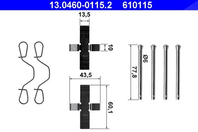 Ate Zubehörsatz, Scheibenbremsbelag [Hersteller-Nr. 13.0460-0115.2] für VW, Audi von ATE