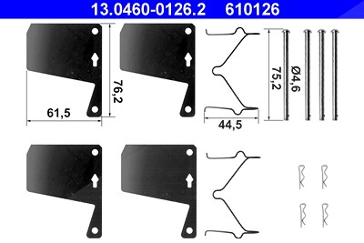 Ate Zubehörsatz, Scheibenbremsbelag [Hersteller-Nr. 13.0460-0126.2] für Ford von ATE