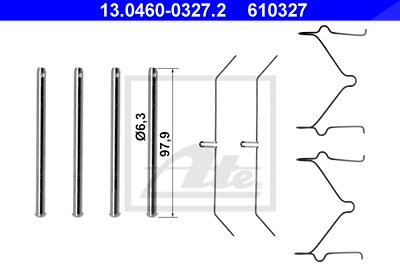 Ate Zubehörsatz, Scheibenbremsbelag [Hersteller-Nr. 13.0460-0327.2] für Toyota von ATE