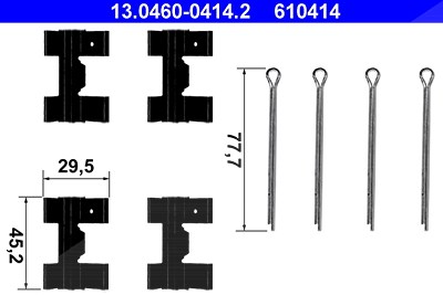 Ate Zubehörsatz, Scheibenbremsbelag [Hersteller-Nr. 13.0460-0414.2] für Ford, Land Rover, Rover von ATE