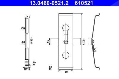 Ate Zubehörsatz, Scheibenbremsbelag [Hersteller-Nr. 13.0460-0521.2] für Audi, Cupra, Seat von ATE