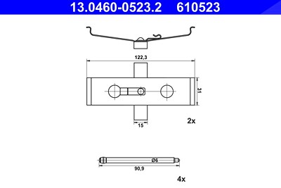 Ate Zubehörsatz, Scheibenbremsbelag [Hersteller-Nr. 13.0460-0523.2] für Citroën, Fiat, Opel, Peugeot, Tesla, Volvo von ATE