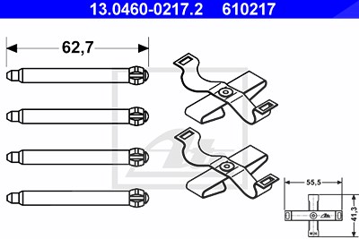 Ate Zubehörsatz, Scheibenbremsbelag [Hersteller-Nr. 13.0460-0217.2] für Opel, Saab von ATE