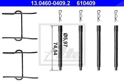 Ate Zubehörsatz, Scheibenbremsbelag [Hersteller-Nr. 13.0460-0409.2] für Peugeot von ATE