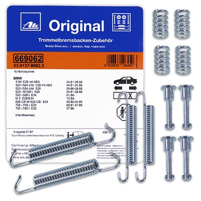 Ate Zubehörsatz Bremsbacken Feststellbremse [Hersteller-Nr. 03.0137-9062.2] für BMW von ATE