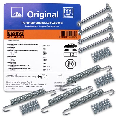Ate Zubehörsatz Bremsbacken Feststellbremse [Hersteller-Nr. 03.0137-9092.2] für Opel von ATE