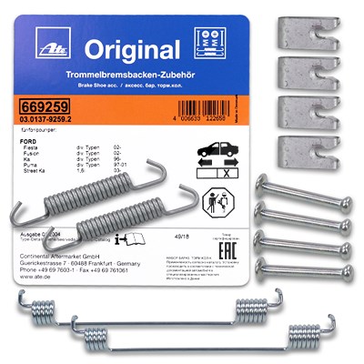 Ate Zubehörsatz Bremsbacken Trommelbremse [Hersteller-Nr. 03.0137-9259.2] für Ford, Mazda von ATE