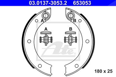 Ate Bremsbackensatz, Feststellbremse [Hersteller-Nr. 03.0137-3053.2] für Porsche von ATE