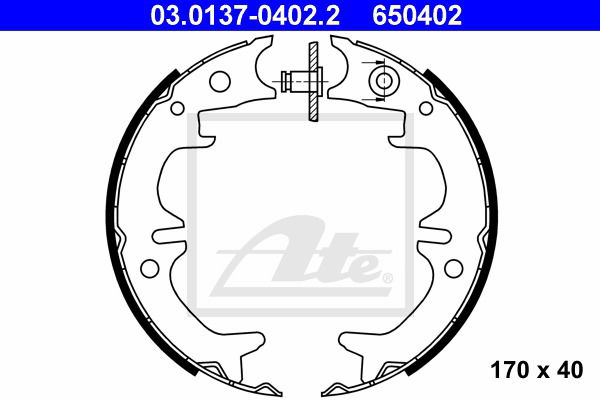 Bremsbackensatz, Feststellbremse Hinterachse ATE 03.0137-0402.2 von ATE