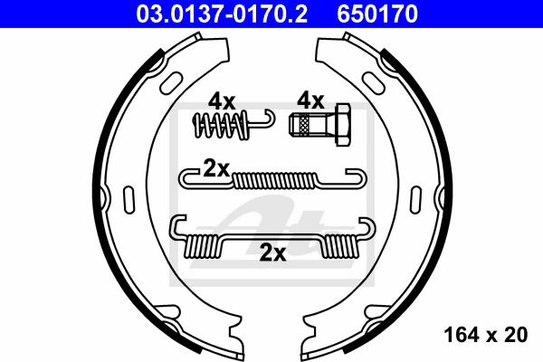 Bremsbackensatz, Feststellbremse Hinterachse ATE 03.0137-0170.2 von ATE