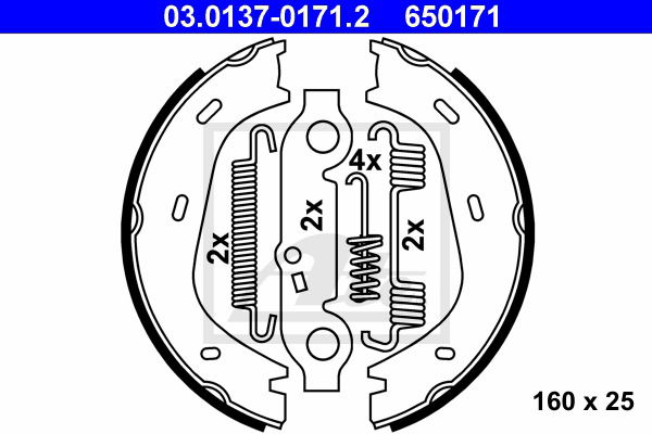 Bremsbackensatz, Feststellbremse Hinterachse ATE 03.0137-0171.2 von ATE