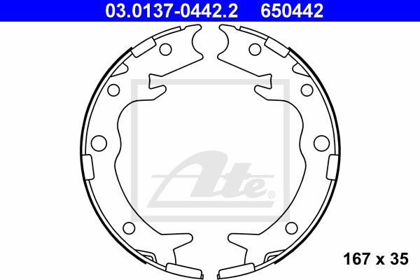 Bremsbackensatz, Feststellbremse Hinterachse ATE 03.0137-0442.2 von ATE