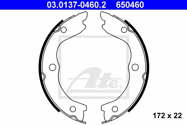 Bremsbackensatz, Feststellbremse Hinterachse ATE 03.0137-0460.2 von ATE