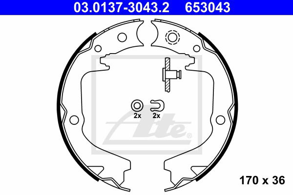 Bremsbackensatz, Feststellbremse Hinterachse ATE 03.0137-3043.2 von ATE