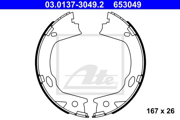 Bremsbackensatz, Feststellbremse Hinterachse ATE 03.0137-3049.2 von ATE