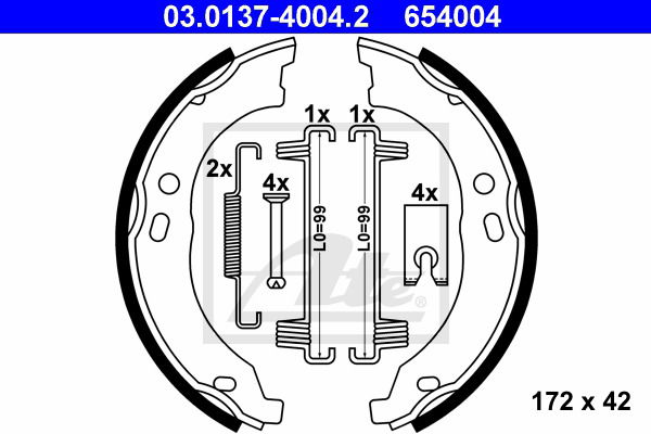 Bremsbackensatz, Feststellbremse Hinterachse ATE 03.0137-4004.2 von ATE