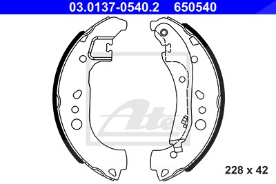 Ate Bremsbackensatz [Hersteller-Nr. 03.0137-0540.2] für Audi, Seat, Skoda, VW von ATE