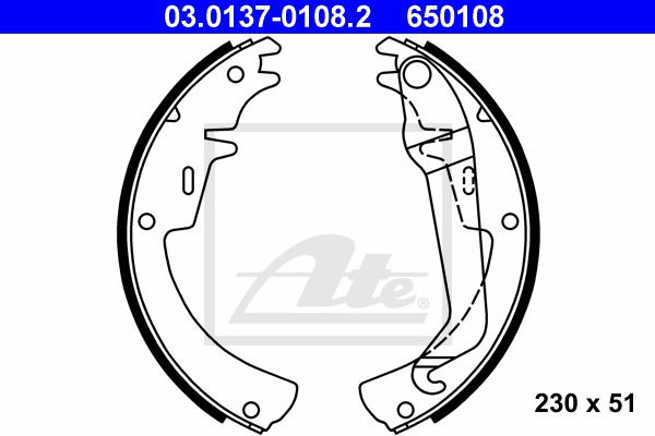 Bremsbackensatz Hinterachse ATE 03.0137-0108.2 von ATE