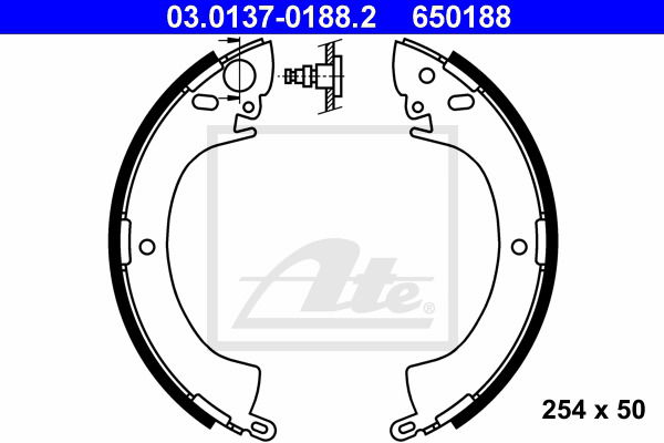 Bremsbackensatz Hinterachse ATE 03.0137-0188.2 von ATE