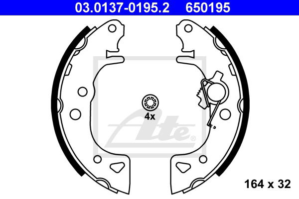 Bremsbackensatz Hinterachse ATE 03.0137-0195.2 von ATE