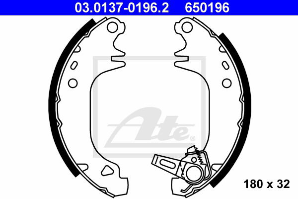 Bremsbackensatz Hinterachse ATE 03.0137-0196.2 von ATE