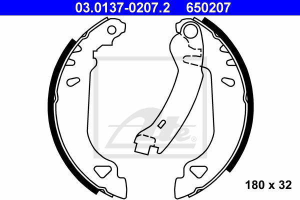 Bremsbackensatz Hinterachse ATE 03.0137-0207.2 von ATE