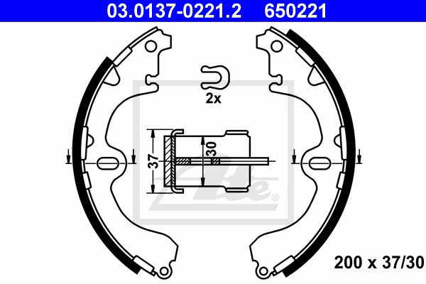 Bremsbackensatz Hinterachse ATE 03.0137-0221.2 von ATE