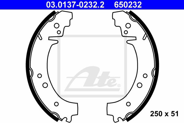 Bremsbackensatz Hinterachse ATE 03.0137-0232.2 von ATE