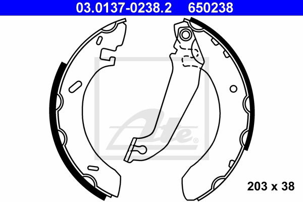 Bremsbackensatz Hinterachse ATE 03.0137-0238.2 von ATE