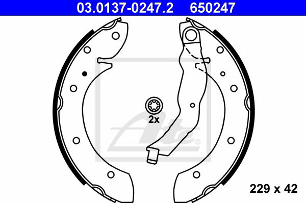 Bremsbackensatz Hinterachse ATE 03.0137-0247.2 von ATE