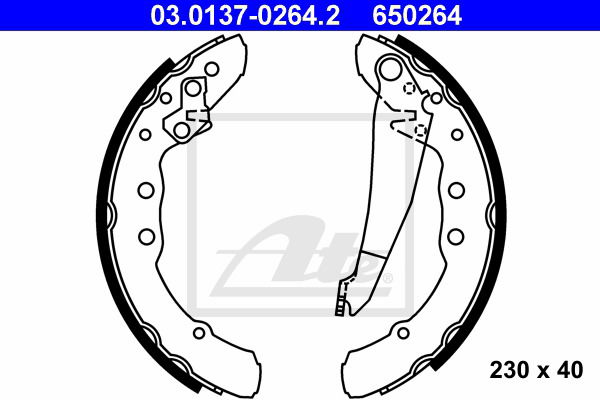 Bremsbackensatz Hinterachse ATE 03.0137-0264.2 von ATE