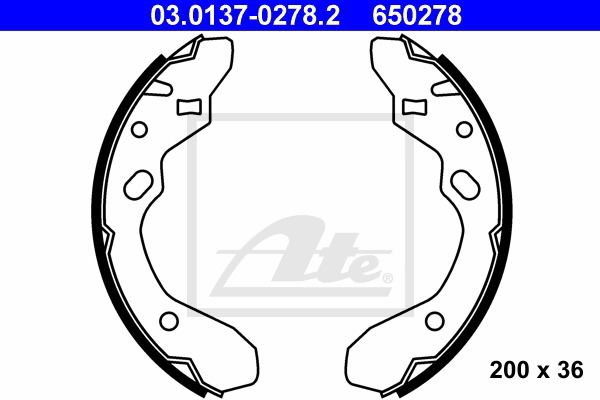 Bremsbackensatz Hinterachse ATE 03.0137-0278.2 von ATE