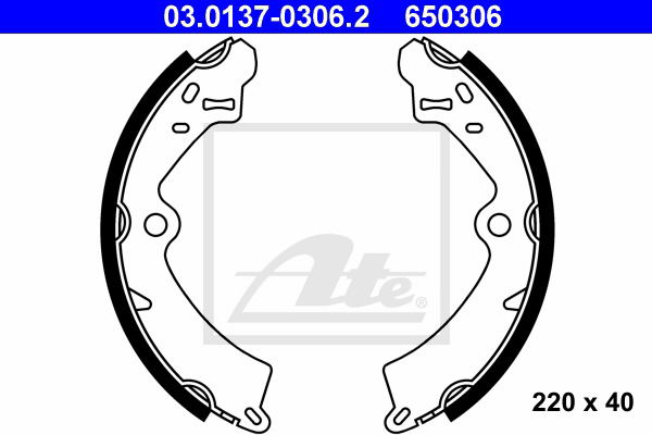 Bremsbackensatz Hinterachse ATE 03.0137-0306.2 von ATE