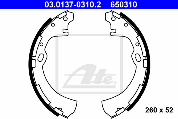 Bremsbackensatz Hinterachse ATE 03.0137-0310.2 von ATE