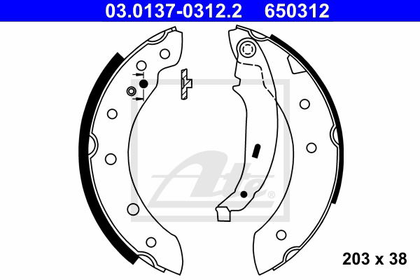 Bremsbackensatz Hinterachse ATE 03.0137-0312.2 von ATE