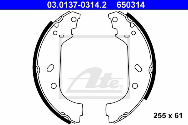 Bremsbackensatz Hinterachse ATE 03.0137-0314.2 von ATE