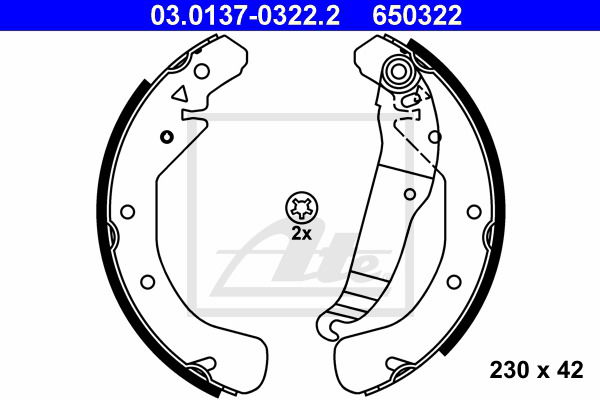 Bremsbackensatz Hinterachse ATE 03.0137-0322.2 von ATE