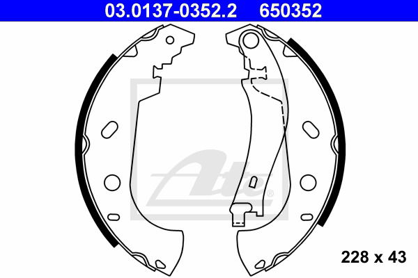 Bremsbackensatz Hinterachse ATE 03.0137-0352.2 von ATE