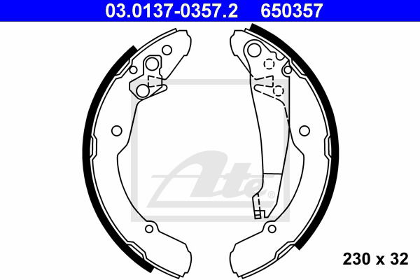 Bremsbackensatz Hinterachse ATE 03.0137-0357.2 von ATE