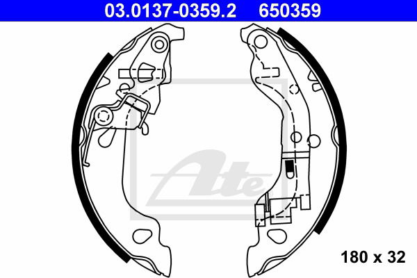 Bremsbackensatz Hinterachse ATE 03.0137-0359.2 von ATE