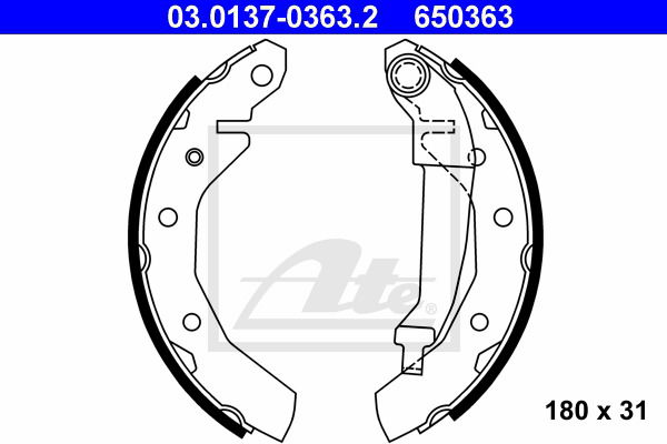 Bremsbackensatz Hinterachse ATE 03.0137-0363.2 von ATE