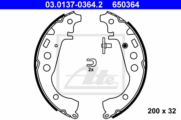 Bremsbackensatz Hinterachse ATE 03.0137-0364.2 von ATE