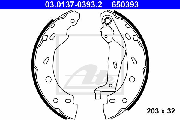 Bremsbackensatz Hinterachse ATE 03.0137-0393.2 von ATE