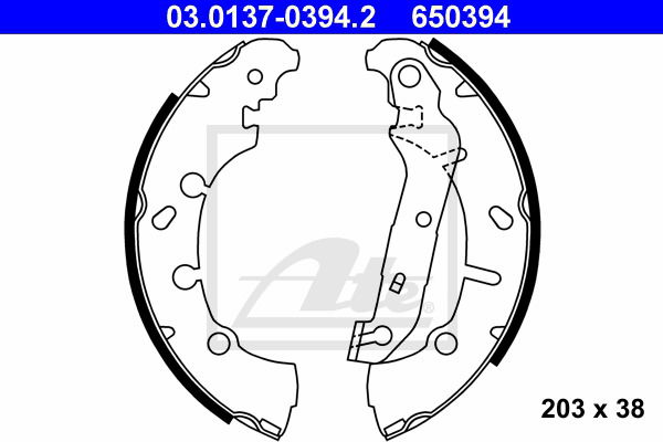 Bremsbackensatz Hinterachse ATE 03.0137-0394.2 von ATE