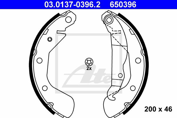 Bremsbackensatz Hinterachse ATE 03.0137-0396.2 von ATE