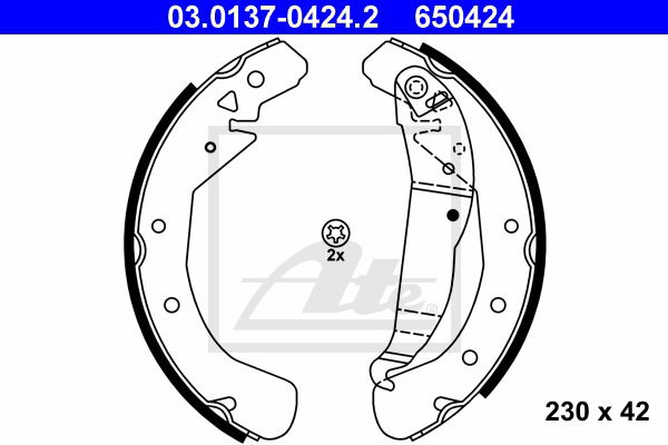 Bremsbackensatz Hinterachse ATE 03.0137-0424.2 von ATE