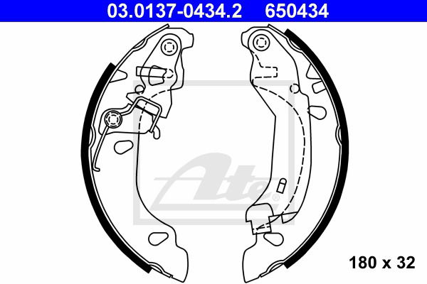 Bremsbackensatz Hinterachse ATE 03.0137-0434.2 von ATE