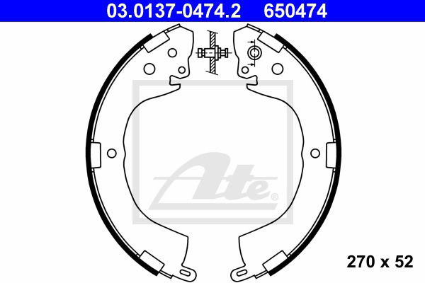 Bremsbackensatz Hinterachse ATE 03.0137-0474.2 von ATE