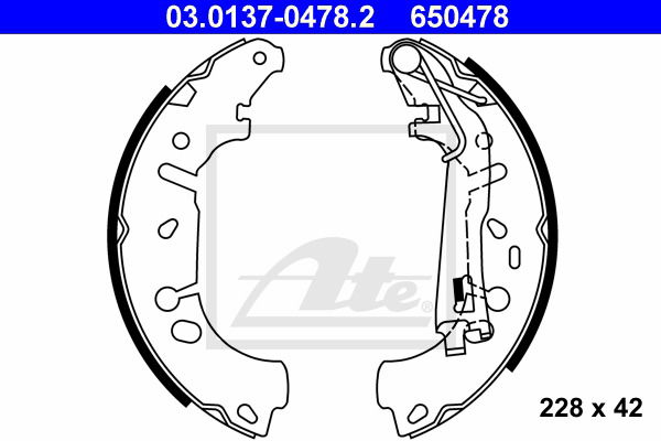 Bremsbackensatz Hinterachse ATE 03.0137-0478.2 von ATE