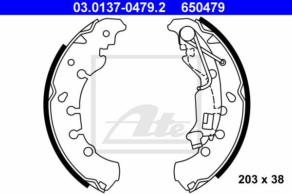 Bremsbackensatz Hinterachse ATE 03.0137-0479.2 von ATE